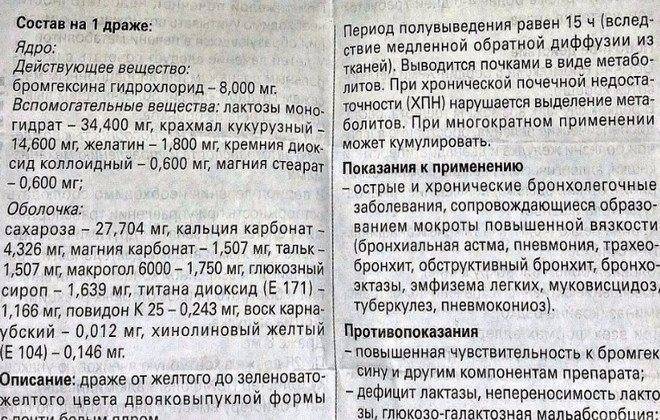 Бромгексин: инструкция по применению
