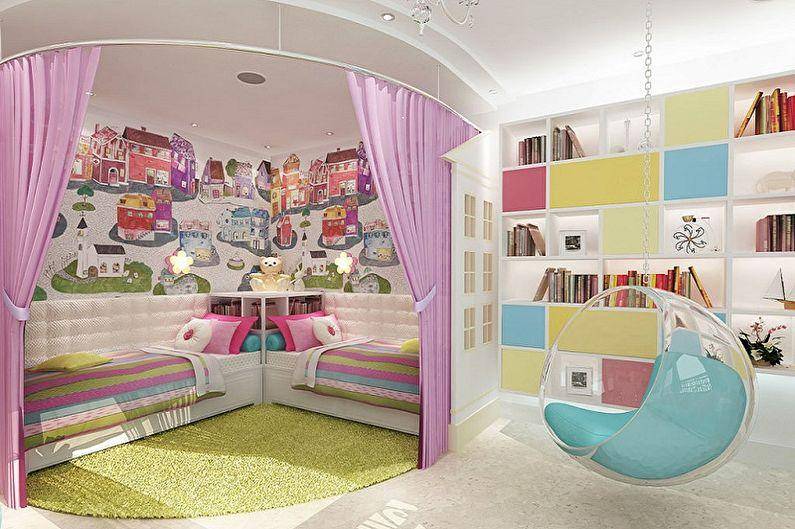 Спальня для двух девочек (53 фото): детская для двух девочек разного возраста, дизайн интерьера 14 кв. м.