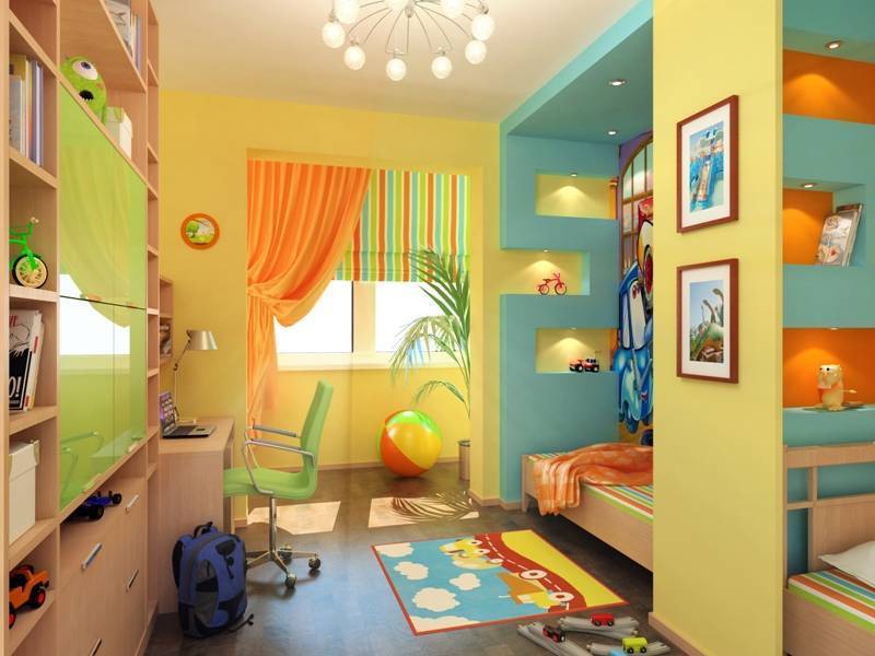 Дизайн детской для девочки и мальчика в одной комнате