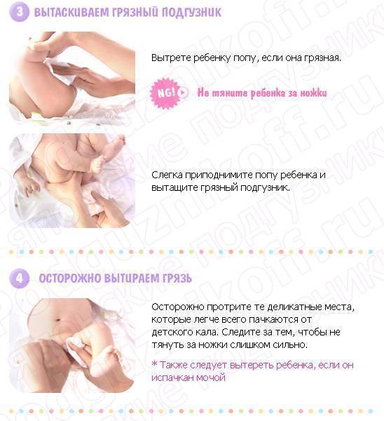 Как надевать подгузник новорожденному и менять правильно
