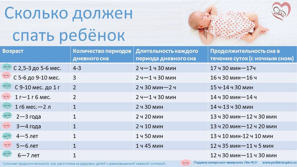 Сколько должен спать ребенок в 6 месяцев днем и ночью