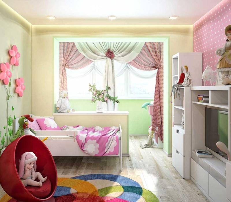 Дизайн детской комнаты с балконом для детей и подростков: фото интерьера