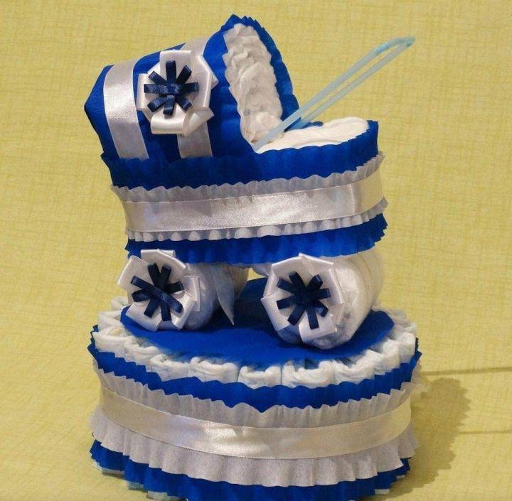 Как сделать торт из подгузников для девочки?