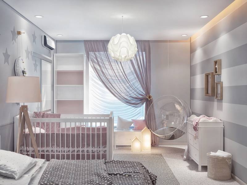 Спальня с детской кроваткой в родительской комнате, 25 фото интерьеров